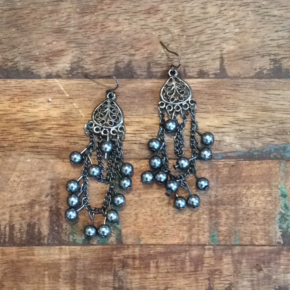 Black Beaded Earrings